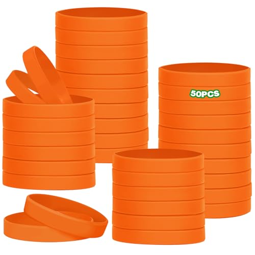 HONTIUS Silikonarmband, 8'' 50 Stück Silikon Armbänder Silikonarmbänder 20.2cm Silicone Wristband Leer Gummiarmbänder für Schule Lehrer Team Party Männer Frauen Orange HONTIUS Silikonarmband, 8'' 50 Stück Silikon Armbänder Silikonarmbänder 20.2cm Silicone Wristband Leer Gummiarmbänder für Schule Lehrer Team Party Männer Frauen Orange von HONTIUS