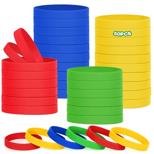 HONTIUS Silikonarmband, 8'' 52 Stück Silikon Armbänder Silikonarmbänder 20.2cm Silicone Wristband Leer Gummiarmbänder für Schule Lehrer Team Party Männer Frauen 12+ von HONTIUS