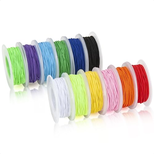 HONZUEN Gummiband für Armbänder,Elastisches Band für Armbänder 12 Farben,Elastischer Faden Rund Bunt,Nylonschnur Band Gummi Gummibänder Schnur für Armbänder,Perlenschnur Elastischer Faden(1mm*20m) von HONZUEN