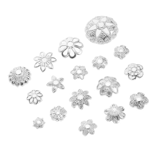 HOODANCOS 1 Buddhistischer Perlenblumenhalter Blumen- Perlenkappen zur Herstellung von Armbändern schmuck DIY perlen kappen DIY Halskette Perlenkappen Metall Silver von HOODANCOS