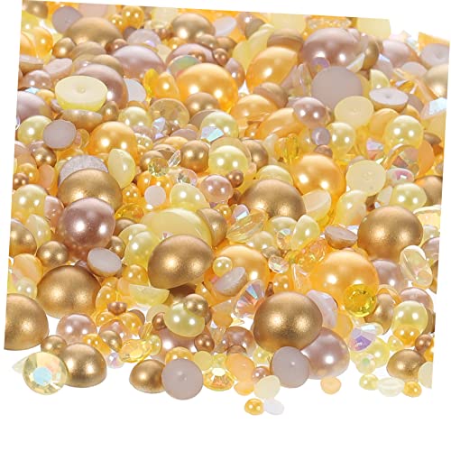 HOODANCOS 1 Nagelpflaster Aufkleber Multifunktions-nageldekor Halbrunde Perlen Verschleißfester Nagelcharme Handgefertigtes Nageldekor Halbrunde Nagelperlen Harz Yellow von HOODANCOS