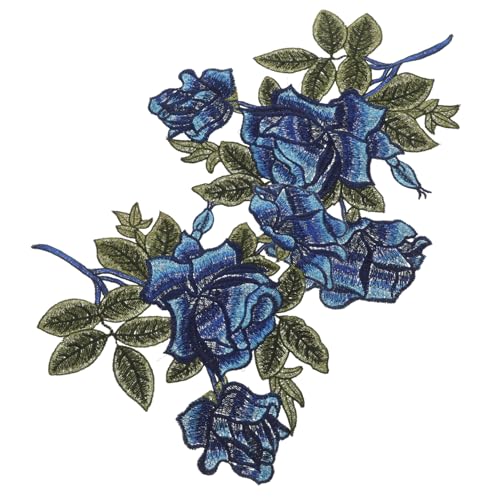 HOODANCOS 1 Paar Stickerei-Reparatur-Stickerei Stickereiflecken Stoffreparaturflicken Flicken nähen Patches nähen Blumen- An Blumenbeete Aufnäher für Kleidung kleine Aufnäher Polyester Blue von HOODANCOS