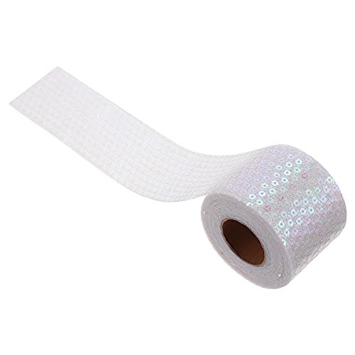 HOODANCOS 1 Rolle DIY Glitzerband für Haaraccessoires Breites Weißes Besticktes Seidenband mit Pailletten für Yards für Partys und Bastelprojekte HOODANCOS 1 Rolle DIY Glitzerband für Haaraccessoires Breites Weißes Besticktes Seidenband mit Pailletten für Yards für Partys und Bastelprojekte von HOODANCOS