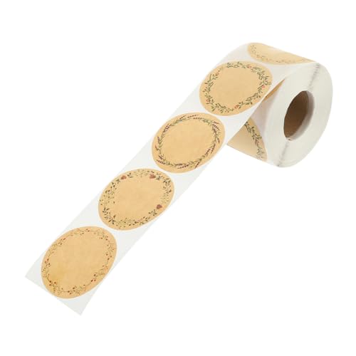 HOODANCOS 1 Rolle Kraftpapier Aufkleber Rolle Selbstklebende Dekorative Etiketten für DIY und Verpackungen für Weihnachten Backwaren Umschläge und von HOODANCOS