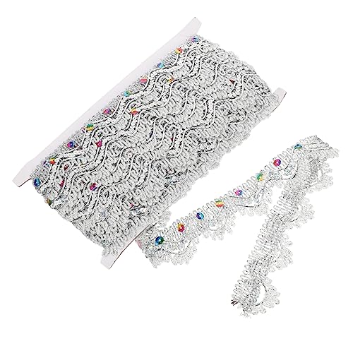HOODANCOS 1 Rolle Multifunktionales Paillettenband Dekoratives Spitzenband für Kostüme DIY Projekte Kleidung und Heimdekoration Silber von HOODANCOS