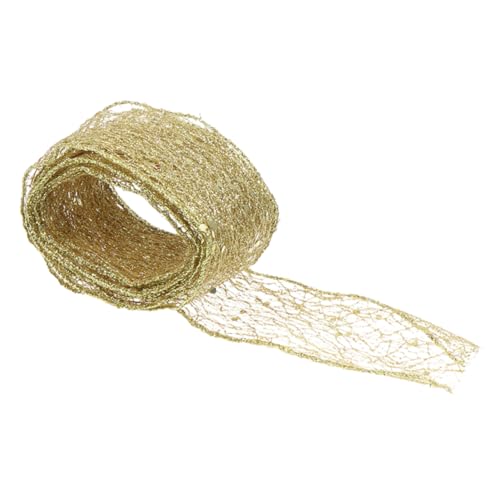 HOODANCOS 1 Rolle Weihnachtsband Urlaub Verdrahtetes Band Urlaubsbänder Maschenvergoldungsband Glitzerndes Drahtband Baumbänder Hochzeitsband Breites Goldband Band Verdrahtet Schnur Golden von HOODANCOS