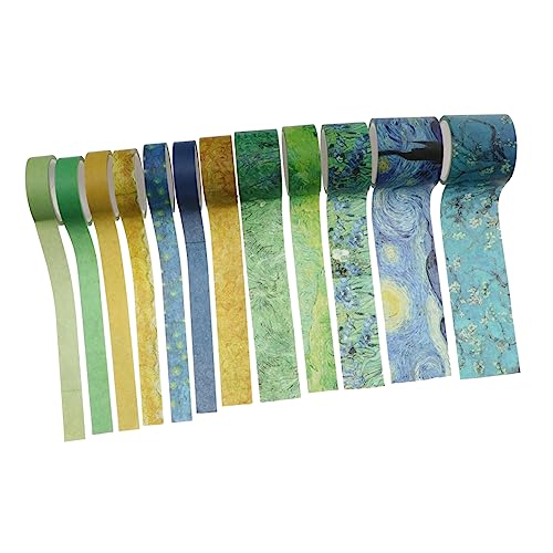 HOODANCOS 1 Satz Ancient Style Tape Multifunktionales Klebeband Washi-tape Diy Dekoration Klebeband Klebrig Herstellung Aufkleber Tagebuch Kassetten Für Fotoalben Papier Green 12rollen von HOODANCOS
