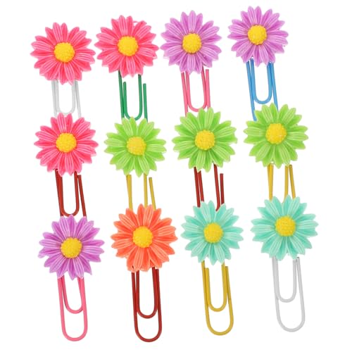 HOODANCOS 1 Satz Aufbewahrungsbox Mit Rollkamm Büroklammern Niedliche Kleine Büroklammern Aus Metall Lesezeichen Blumen Büroklammern Blumen Büroklammern Für Zuhause Blumen 12 Stück von HOODANCOS
