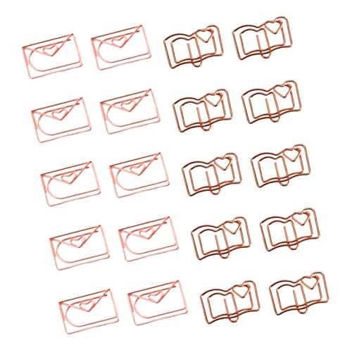 HOODANCOS 1 Satz Büroklammern in Buchform Lustige Papierclips Lesezeichen Büroklammer Schlüssel Dokumentpapierclips Büroklammern Fürs Büro Rostfreier Stahl Rose Gold 20 Stück von HOODANCOS