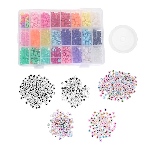 HOODANCOS 1 Satz DIY Buchstabenperlen Set Bunte Lose Perlen für Armbänder und für Schmuckherstellung und Bastelprojekte mit Glatter Oberfläche und Hoher Haltbarkeit von HOODANCOS