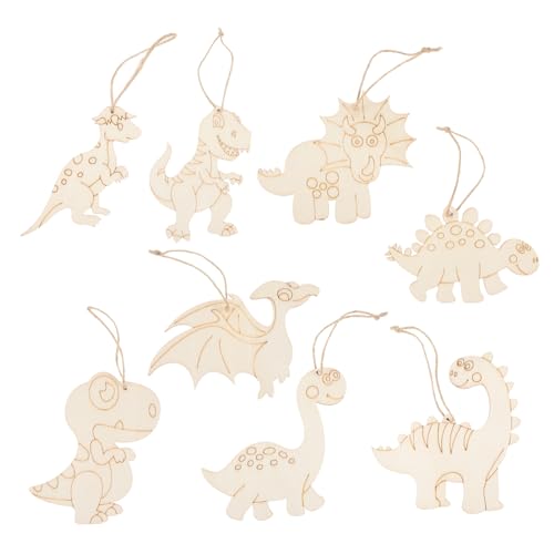 HOODANCOS 1 Satz Holz Dinosaurier Bastelset Unbemalte Holzfiguren zum Anmalen für Diy Dekoration für Kindergeburtstage Bastelprojekte und Feiern von HOODANCOS