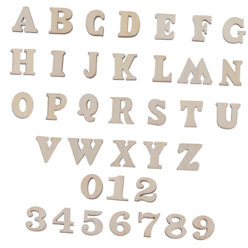 HOODANCOS 1 Satz Holzfarbe Alphanumerisch Handwerk Klein Wald Hausnummern Kind Buchstaben Des Alphabets Buchstabenrätsel Vorschulspielzeug Holzbuchstaben Zum Basteln Bastelbriefe 204 Stück von HOODANCOS