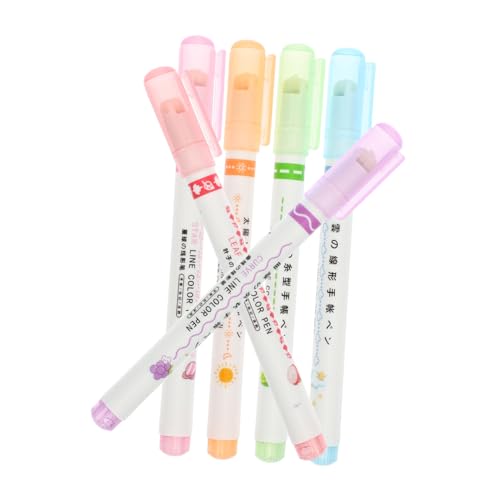 HOODANCOS 1 Satz Kurven-textmarker-set Textmarker Stifte Klein Mehrfarbig Dünn Entzückender Textmarker Buch-textmarker Markierstift Beachten Büro Mark Stift Abs 6 Stück von HOODANCOS