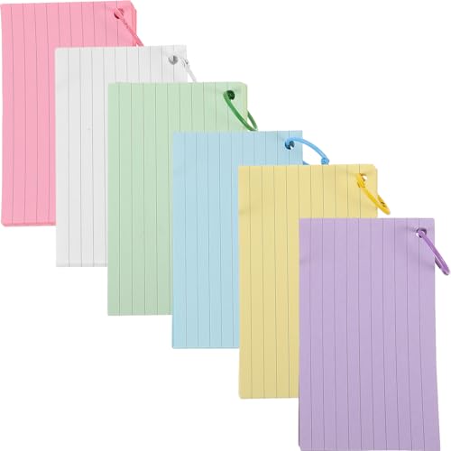 HOODANCOS 1 Satz Linierten Indexkarten mit Löchern und Metallringen Farbige Flashcards für Lernen Notizen und Kreative Ideen Praktisch für Zuhause und Büro von HOODANCOS