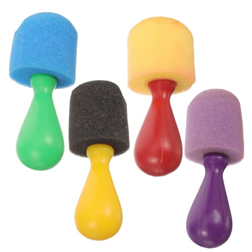 HOODANCOS 1 Satz Schwammpinsel Für DIY Malutensilien Ergonomische Handhabung Leichtes Material Für Kunstprojekte Für Vorschulerziehung 4 Stück von HOODANCOS