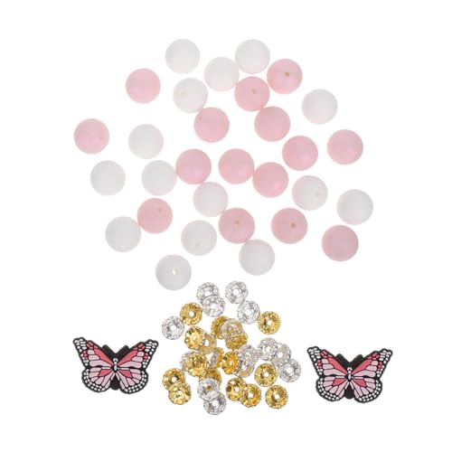 HOODANCOS 1 Set Diy-silikonperlen-set Für Armbänder Und Schlüsselanhänger, Runde Perlen Und Schmetterlingsperlen, Bastelbedarf Für Die Schmuckherstellung von HOODANCOS
