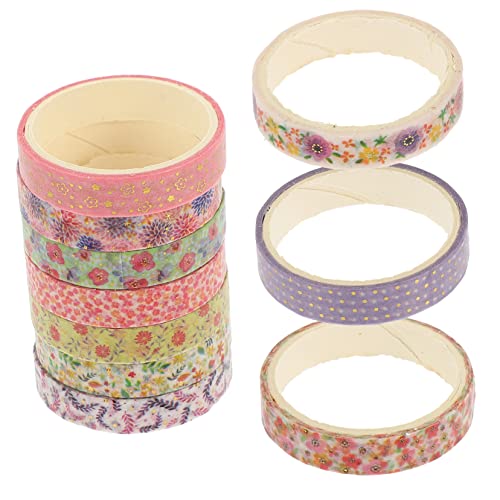 HOODANCOS 10 Rollen Dekorative Washi Tapes DIY Scrapbooking Klebebänder mit Blumenmuster pro Rolle für Tagebuch und Bastelprojekte von HOODANCOS