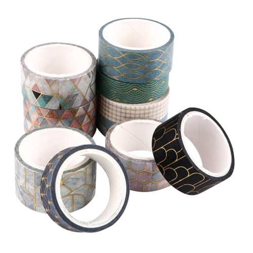 HOODANCOS 10 Rollen Washi Tape Masking Tape Dekoratives Klebeband Geometrisches Design DIY Bastelbedarf für Tagebuch Scrapbooking Geschenkverpackung von HOODANCOS