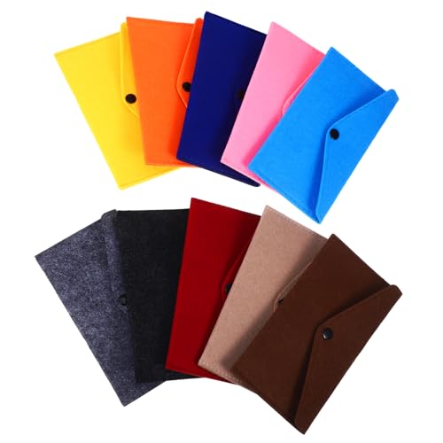 HOODANCOS 10 Stück Bargeldumschläge Gefühlt Beutel Organisation Klein Organisieren Stoff Schnappen Mini Tasche Handy, Mobiltelefon Druckknopfumschläge Aus Filz Filzpäckchen Geldpakete von HOODANCOS