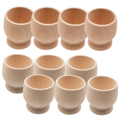 HOODANCOS 10 Stück DIY Holz Eierbecher Handbemalte Mini Eierständer für Kindergarten Kreative Bastelprojekte Glatte Langlebige Holzoberfläche für Feste von HOODANCOS