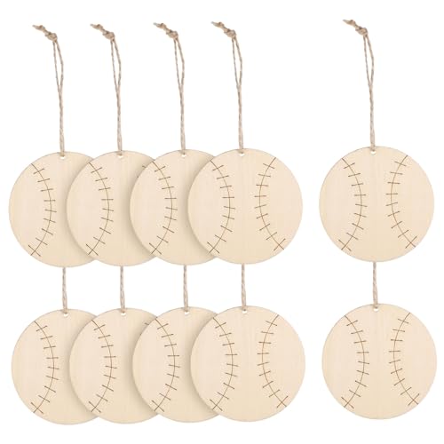 HOODANCOS 10 Stück Dekoration aus Holzpapierausschnitten hängend Chip Sport für Holz Bastelstücke Baseball Thema Holz Ausschnitte handwerksdekorationen aus holz Holzausschnitte hölzern Khaki von HOODANCOS