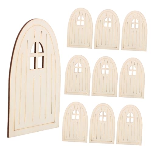 HOODANCOS 10 Stück Hölzerne Elfentür holztür dekoration Holzhandwerk Häuser gefälscht Figuren Miniaturen Feentür für Baum Holzbretter Handwerk Holz winziges zu verkaufen Feentor Beige von HOODANCOS