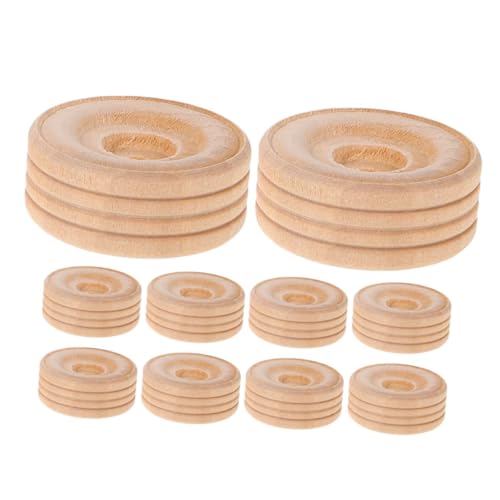 HOODANCOS 10 Stück Holzrad Mini Holz Bastelrad Modellautoräder Bastelräder Holzspielzeugräder Kleine Holzräder Holzräder Für DIY Räder Lotusbaum Beige von HOODANCOS