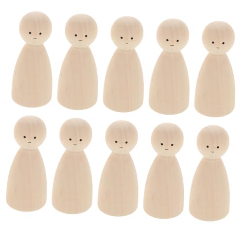 HOODANCOS 10 Stück Marionettenpuppe Mädchen Kind realistisch klein für DIY unfertige Puppen aus Holz leere Holzpflockpuppe Blanko-Peg-Puppen aus Holz DIY Peg Doll Beige von HOODANCOS