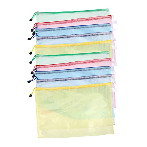 HOODANCOS 10 Stück Mesh Reißverschluss Dokumententasche Transparente Aktenordner für Schule und Büro Tragbare Aufbewahrung für Unterlagen und Reisebedarf Zufällige Farbe Zufällige Farbe von HOODANCOS