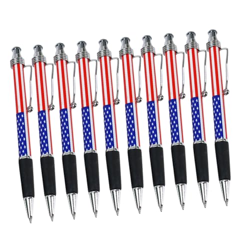 HOODANCOS 10 Stück Patriotische Kugelschreiber mit Amerikanischem Flaggen Design Glattes Schreiben für Büro Schule und Zuhause für Unterschriften und Schreibarbeiten von HOODANCOS
