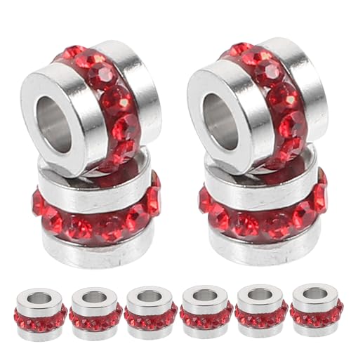 HOODANCOS 10 Stück Strass Zwischenperlen aus Edelstahl Rote Schmuckperlen für DIY Armbänder Charms zur Schmuckherstellung Langlebig und Modisch von HOODANCOS