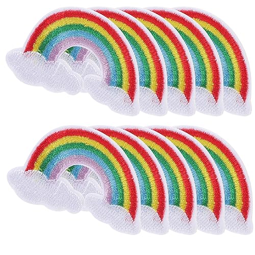 HOODANCOS 10 Stück Teiliges Regenbogen Aufbügler Patches Bestickte Applikationen für DIY Bastelprojekte zum Reparieren und Dekorieren von Kleidung Jacken und Taschen von HOODANCOS