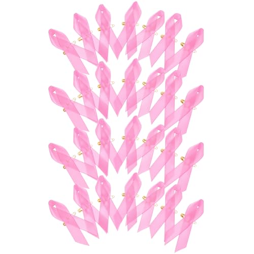 HOODANCOS 100 Stück Abnehmbare Rosa Brustkrebs schleifenbroschen Dekorative Awareness pins Leicht zu Tragen Symbolische Unterstützung für Frauen bei Brustkrebsprävention Bewusstsein von HOODANCOS