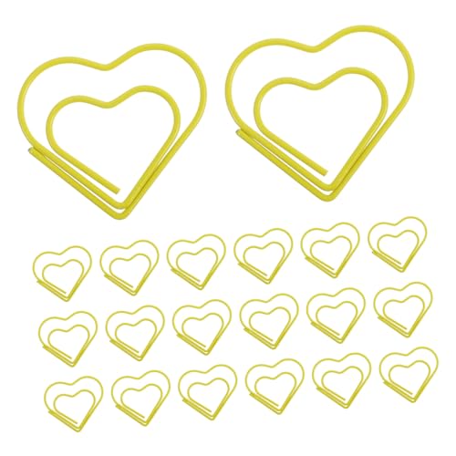HOODANCOS 100 Stück Büroklammerklammer Herzförmige Papierklammern Planer-clips Viele Rote Herzklammern Jumbo-büroklammern Süße Lustige Dekorative Mond-büroklammern Goldclips Metall Yellow von HOODANCOS