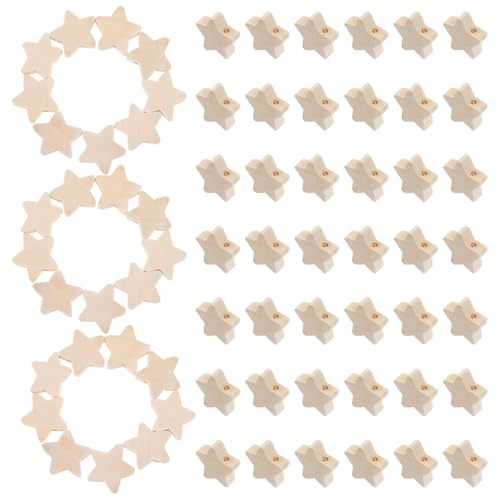 HOODANCOS 100 Stück DIY Holzperlen Fünfzackige Sterne Bastelmaterial für Schmuckherstellung Kreative DIY Zubehör für Armbänder Kinderhandwerk und Mehr von HOODANCOS