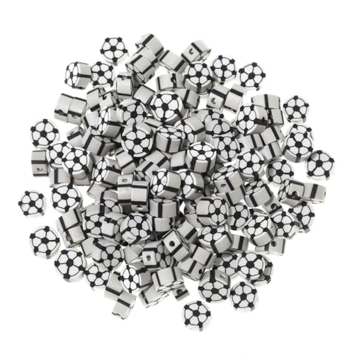 HOODANCOS Perlen Zum Basteln 100 Stück Fußball-perlen Sport-polymer-ton-perlen Fußball-perlen Charms Fußball Lose Distanzperlen Für Diy-halskette Armband Schmuckherstellung Perlen- von HOODANCOS