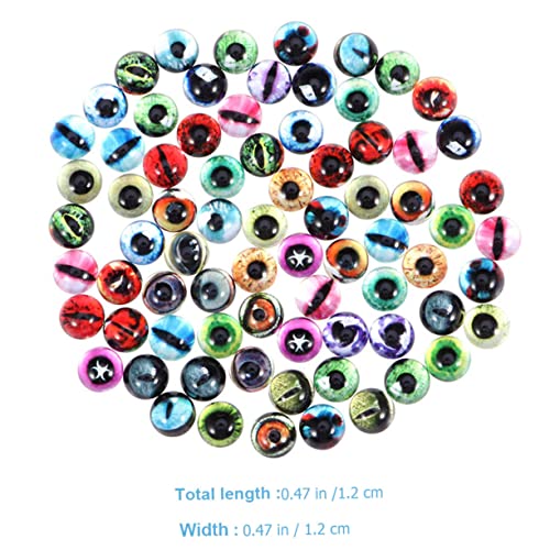 HOODANCOS 100 Stück Glasaugen Halbperlen Tieraugen für DIY Schmuck Bastelzubehör Bunte Muster Handgefertigte Dekorationen für Puppen Stofftiere Eulen Halloween von HOODANCOS