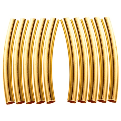 HOODANCOS 100 Stück Goldene Kupfer Röhrenperlen Curved Tube Spacer Beads für DIY Armbänder und Metall Schmuckzubehör für Kreative Projekte Langlebig und Vielseitig Einsetzbar von HOODANCOS