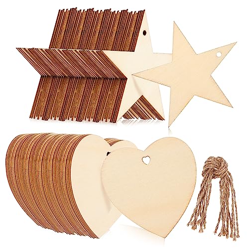 HOODANCOS 100 Stück Holzetiketten zum Basteln Blanko Holzschilder Schnur Stern und Herzformen für Kreative Dekorationen Hochzeit Weihnachten DIY Projekte HOODANCOS 100 Stück Holzetiketten zum Basteln Blanko Holzschilder Schnur Stern und Herzformen für Kreative Dekorationen Hochzeit Weihnachten DIY Projekte von HOODANCOS