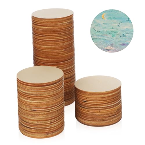 HOODANCOS 100 Stück Holzscheibe Schüttgut Runden Scheiben Leerzeichen Blanko-Untersetzer zum Basteln Holzkreise zum Basteln Holzornamente für das Kunsthandwerk Untersetzer aus Holz Khaki von HOODANCOS