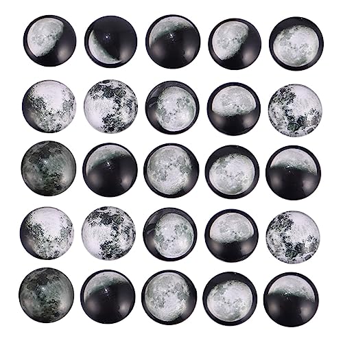 HOODANCOS 100 Stück Mond Muster Bedruckte Crafts Patches Vielfältige Mondphasen für Schmuckherstellung und Bastelprojekte Cabochons Einzigartiges Design von HOODANCOS