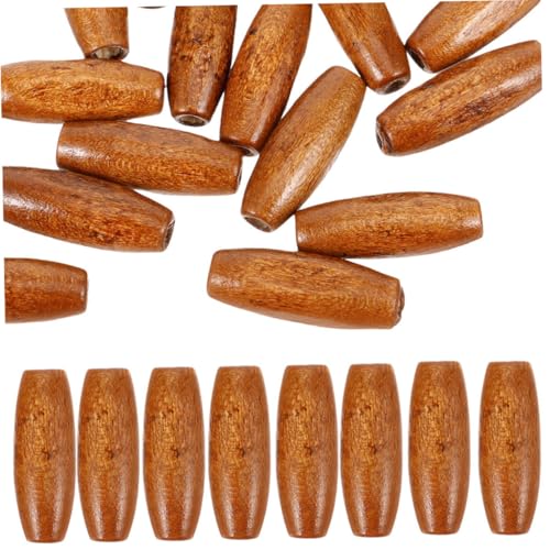 HOODANCOS 100 Stück Ovale Holzperlen Weihnachts-Bastelperlen ovale Formbohnenperlen Abstandsperlen für Halskette unfertige Holzperlen Abstandsperlen für Armband Abstandsperlen aus Holz Brown von HOODANCOS