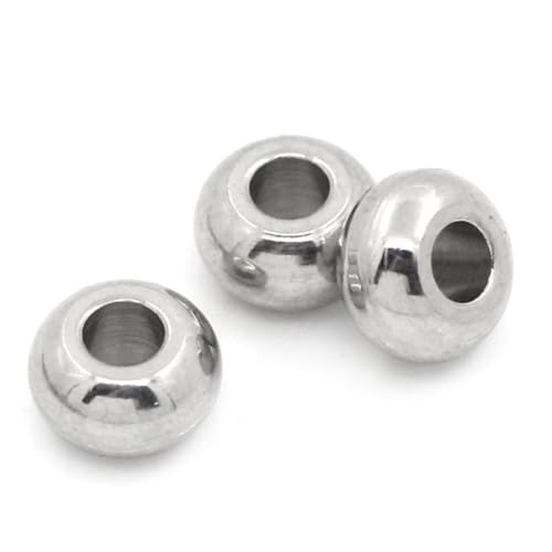 HOODANCOS 100 Stück Spacer Perlen Rund Silber für DIY Schmuckherstellung Glatte Oberfläche Bohrung für Armbänder und Basteln von HOODANCOS