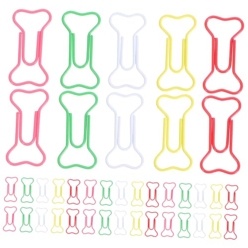 HOODANCOS 100 Stück Teiliges Bunte Büroklammern Knochenform aus Metall Kreative Lesezeichen Clips für Schule und Büro Praktische Dokumentenhalter mit Einzigartigem Design von HOODANCOS