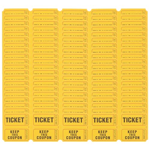 HOODANCOS 100 Stück Tombola-Tickets Vergnügungspark-Tickets Universal-Tickets Tickets Etikett Gelb von HOODANCOS