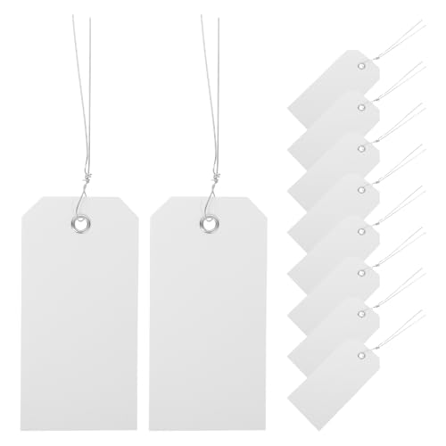 HOODANCOS 100 Stück leeres Etikett kabelkennzeichnung Kabelbinder Versandetiketten Kofferanhänger Blanko-Tag Taschenanhänger für Gepäck Gepäckanhänger für Kreuzfahrten Eisendraht Weiß von HOODANCOS