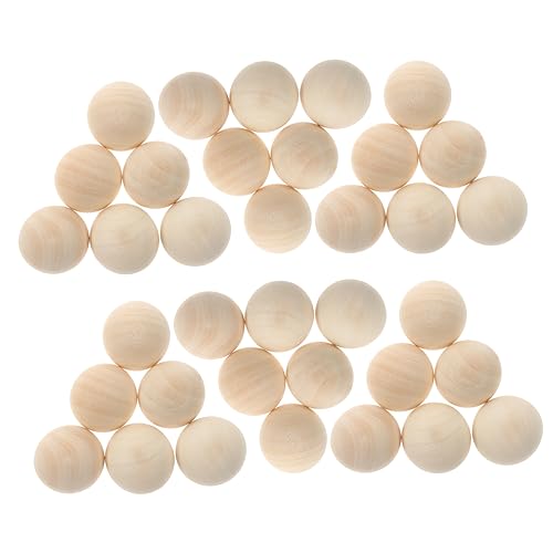 HOODANCOS 100Stücke Holzperlen Halbperlen Unbehandelte Runde Holzkugeln für DIY Handwerk Bastelbedarf Schmuckherstellung und Dekoration Hochwertige Holzscheiben von HOODANCOS