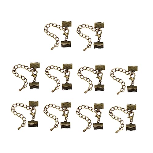 HOODANCOS 10Stücke Strukturierte Crimpendklemmen für Schmuckverschluss Plattierte Bandenden mit Kette und Hummerschnalle für DIY Lederbänder und Kordelzubehör HOODANCOS 10Stücke Strukturierte Crimpendklemmen für Schmuckverschluss Plattierte Bandenden mit Kette und Hummerschnalle für DIY Lederbänder und Kordelzubehör von HOODANCOS