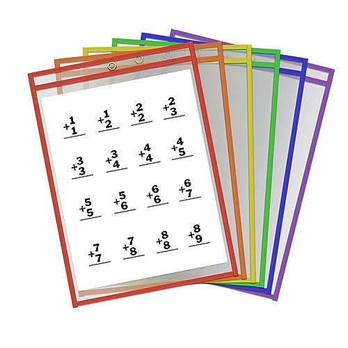 HOODANCOS 10Stücke Transparente Abwischbare Dokumententaschen Wiederverwendbar mit Stifthalter und Metallöse für Büro und Schule Verschiedenen von HOODANCOS