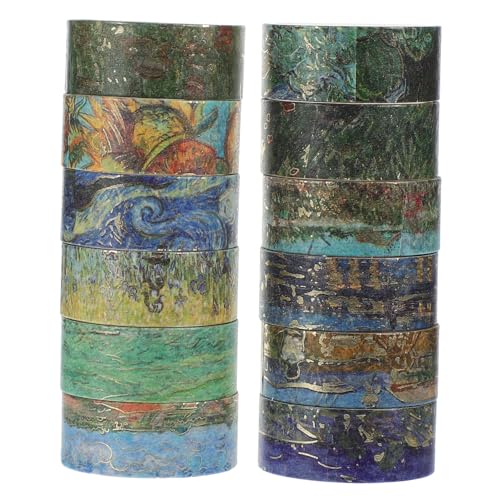 HOODANCOS 12 Rollen Retro -Kunstaufkleber Sammelalbum Dasselbe dekorativ Wickelband Handwerk Planer liefert DIY-Bänder Washi -Bänder selbstklebende DIY-Klebebänder Milchband Flüsterpapier von HOODANCOS